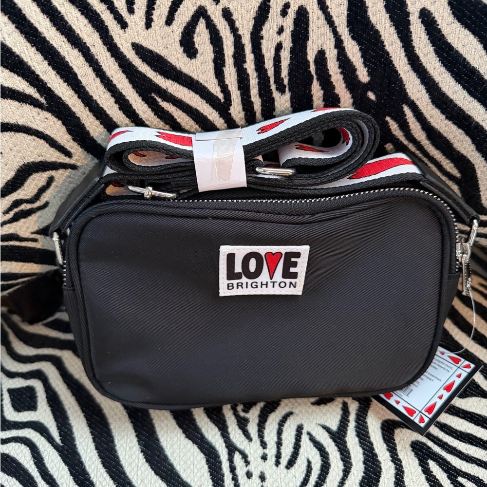Brighton Black Belt Bag with Red Accents
